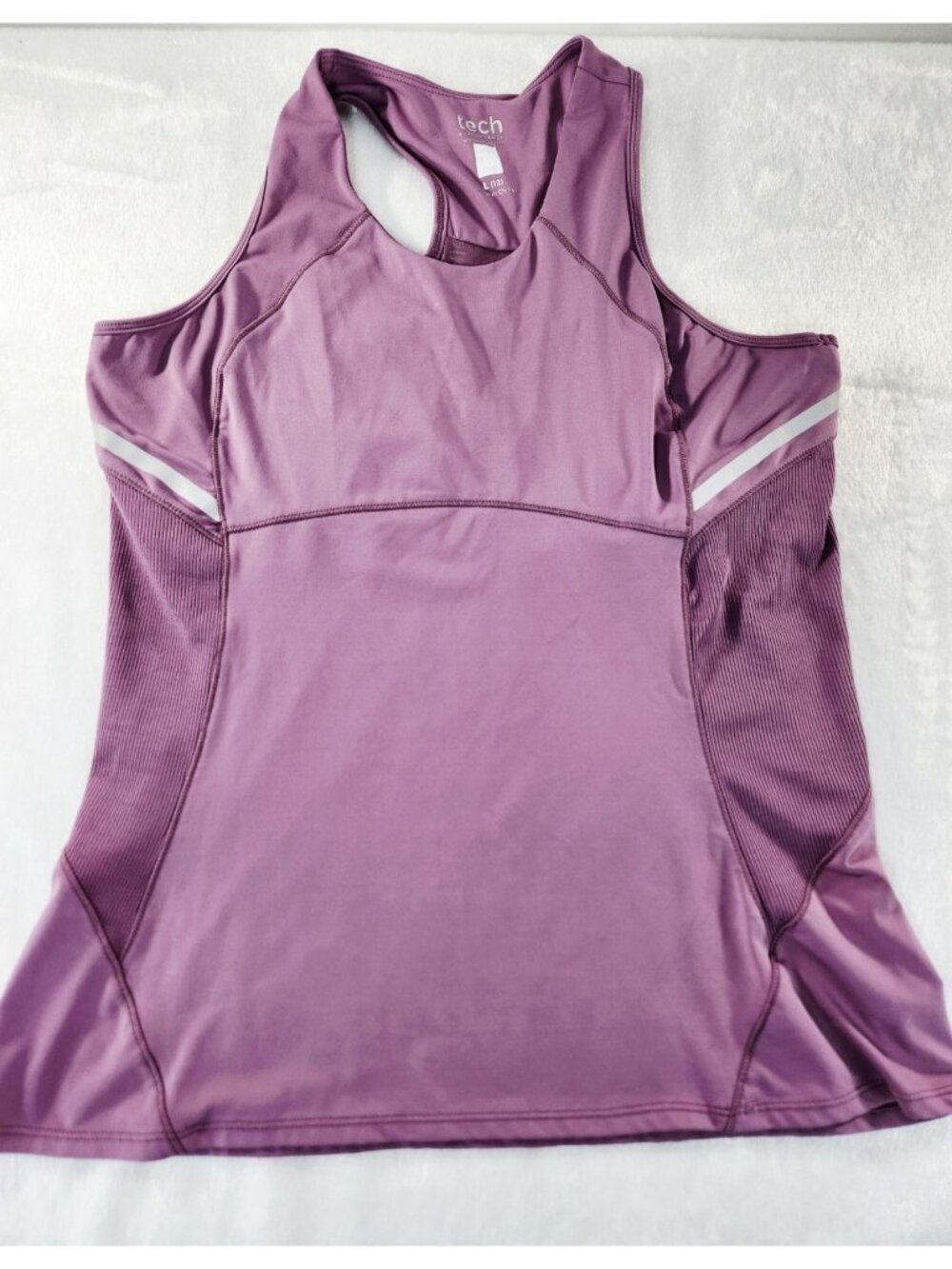 Lucky in Love Tech Performance Tank Top Racerback Purple and Silver-SZ LG